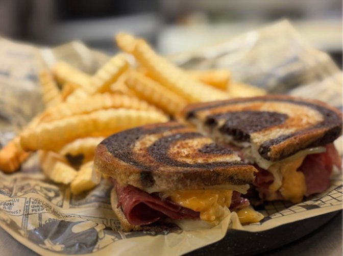 Reuben sandwich and fries